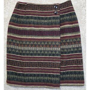 Isaac Hazan Vintage 80s Skirt Wool Blend Wrap Short Lined USA Made Women's 6
